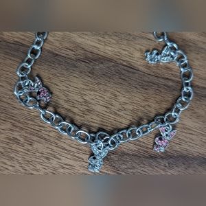 NEW Playboy Bunny 2 pink and 2 white small stones inlaid on silver tone pendants